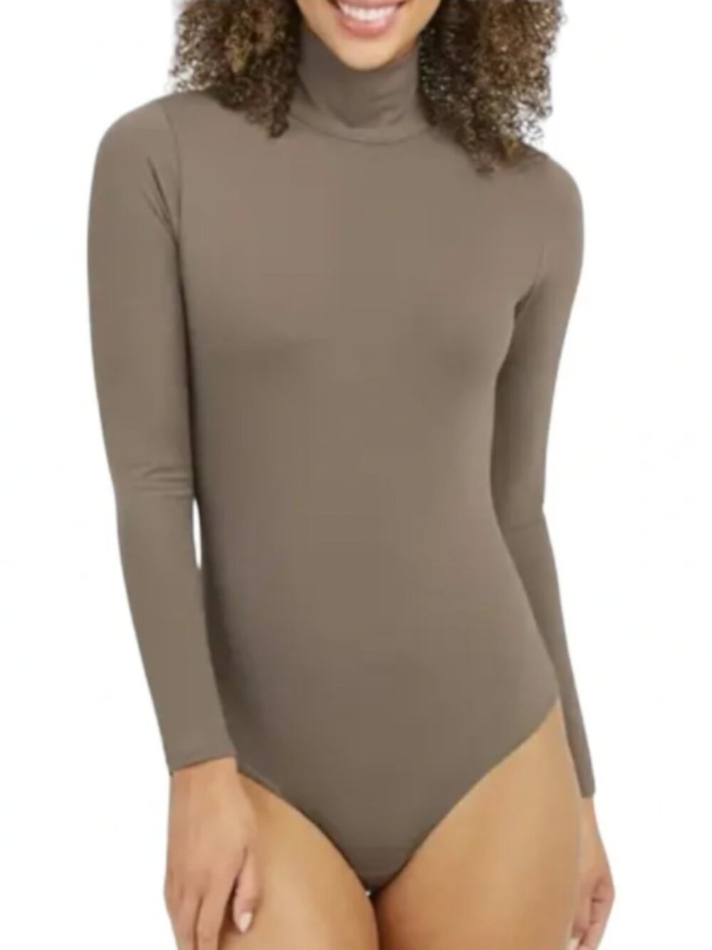 SPANX Suit Yourself Mock Turtleneck Bodysuit Size 2X Taupe Brown